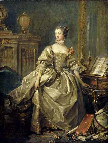 Madame de Pompadour, la main sur le clavier du clavecin (1721-1764)